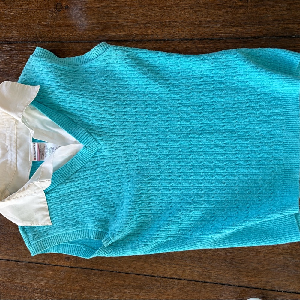 No Boundaries Teal Knit Top with White Trim